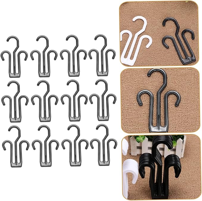 Cabilock 12Pcs Sturdy Plastic Shoes Hanging Hooks Multi Functional Shoe Organizer for Convenient Drying Portable Shoe Rack Hanger for Home Travel Storage Compact Design