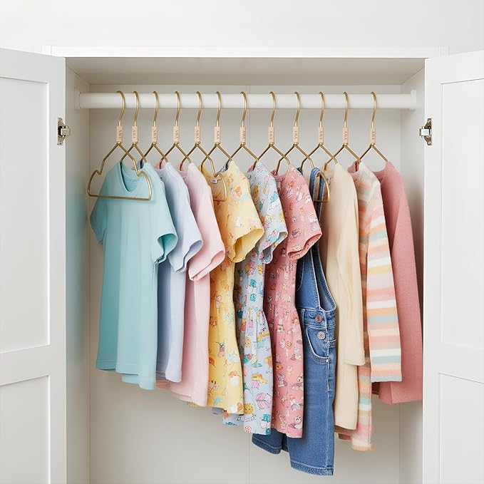 VWV Gold Aluminum Hangers, 20 Pack Baby Hangers，12.6 Inch Children Baby Hanger, Sturdy Metal Children Clothes Hangers for Wardrobe, Space-Saving Toddler Hanger