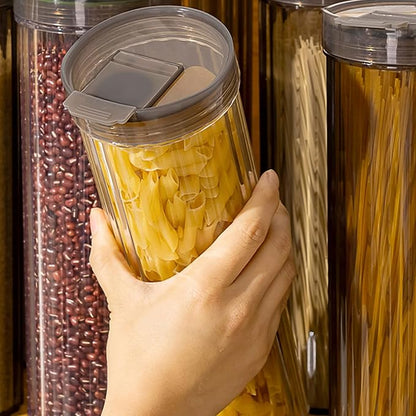 Clear Plastic Pasta Storage Container with Lid, Airtight Spaghetti Food Storage Box Noodle Canister Suit for Flour, Sugar, Black, Pasta, Noodle, Cereal