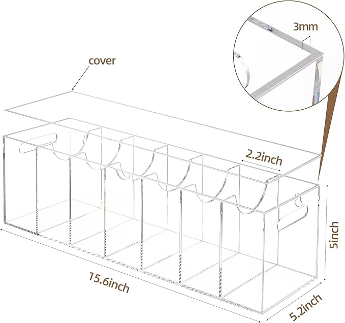 Acrylic Belt Organizer with Dust Cover – Clear Belt Rack & Storage Box, 7-Compartment Belt Holder for Closet, Drawer or Wall Mount – Space Saving Tie & Accessory Organizer for Men & Women
