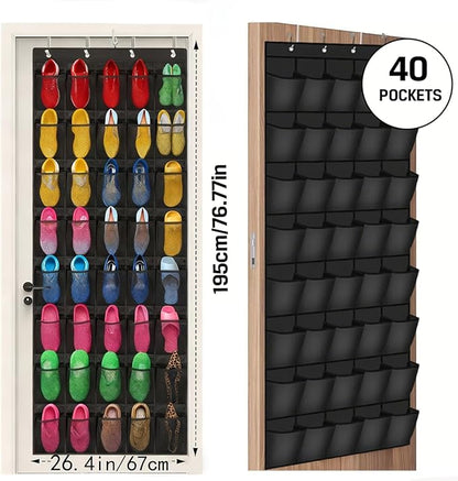 Over the Door Shoe Organizer,40-Pocket Hanging Shoe Rack for Closet Door,Shoes Storage Holder Hanger with Large Mesh Pocket for Women Men ShoesOver the Door Shoe Organizer Large Breathable