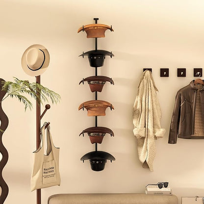 Alyoen Cowboy Hat Rack for Wall, Cowboy Hat Holder Wall Mount Holds Up to 6 Hats, Metal Hat Organizer Storage Hanger, Western Room Decor for Fedoras, Sun Hat
