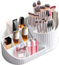 Makeup Organizer with Rotating Brush Holder Vanity Organizer Cosmetic Storage for Dresser Bathroom Countertop Organizer for Vanity, Cosmetic Display Case for Lipstick, Skincare, Brushes, Eyeshadow