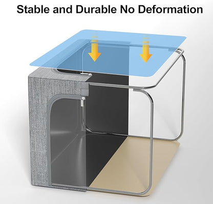 GoMaihe Clothes Storage Bins with Metal Frame, 4-Pack Closet Storage Bins with Lid & Clear Window, Sweater Boxes Organizer for Closet, Clothing Storage, Cationic Fabric 40L