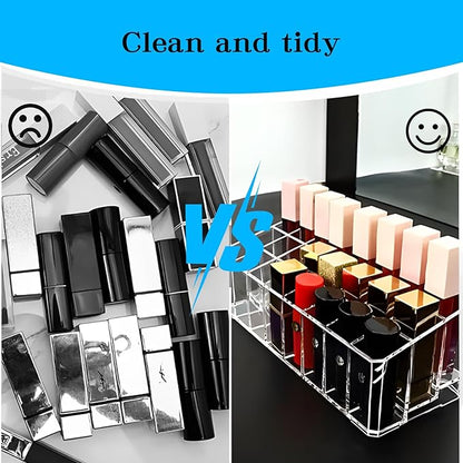 Klmnop Rollerball Perfume Organizer, 24 Space Beauty Scent Holder, Clear Perfume Storage Holder for Makeup Lipgloss Lipstick(Clear)