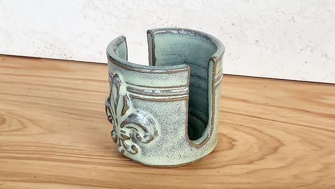 Fleur De Lis Sponge Holder for Sink White French Country Farmhouse Decor Compact Handmade Drain Rack (Green)