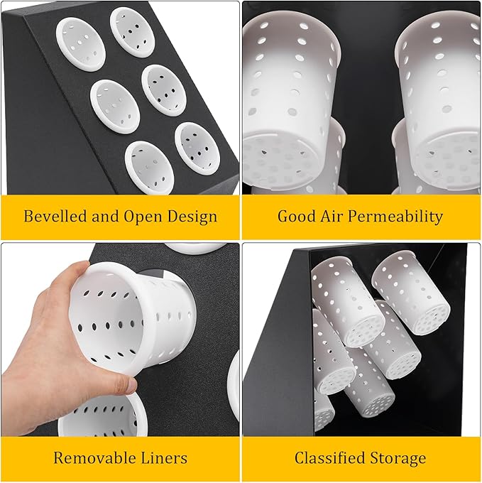 6-Compartment Plastic Utensil Holder，Flatware Cylinder Storage Caddy for Kitchen, Bars, Coffee Shops, Restaurants, Hotels