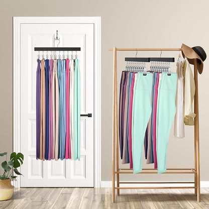 Legging Organizer for Closet, Pants Hangers with Clips Holds 20 Leggings, Jeans, Hats, Shorts, Socks, 360° Rotating Space Saving Hanging Clothes Organizer for Closet Organizers and Storage 4Pcs