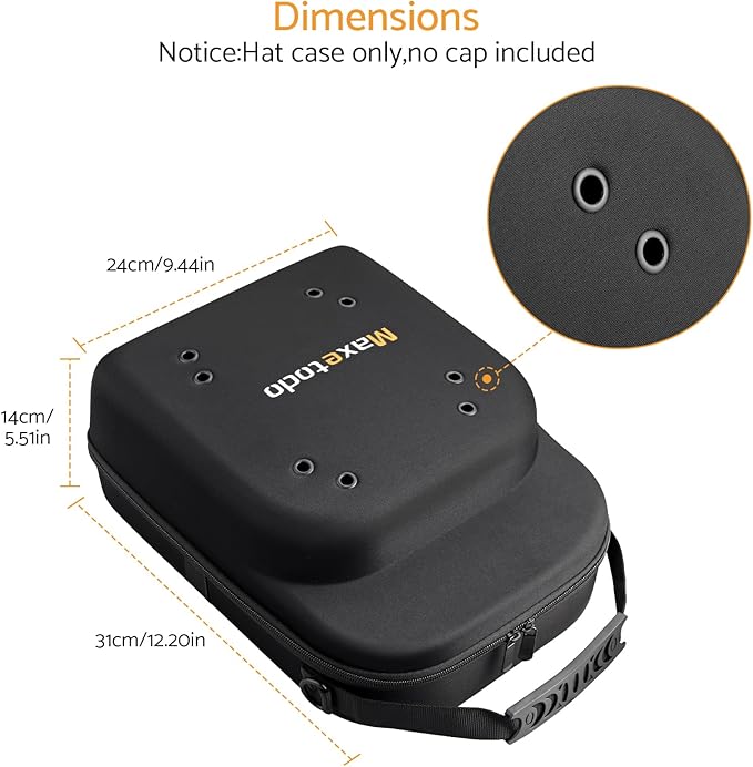 Hat Travel Storage Bag,EVA Waterproof Dustproof Crushproof Hat Box,Holds Up to 6 Baseball Caps,with Handle and Shoulder Strap,Ideal for Travel, Home Storage,and Daily Use Black