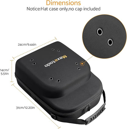 Hat Travel Storage Bag,EVA Waterproof Dustproof Crushproof Hat Box,Holds Up to 6 Baseball Caps,with Handle and Shoulder Strap,Ideal for Travel, Home Storage,and Daily Use Black