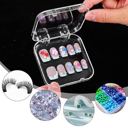 29 PCS Nail Boxes with 4 Pack Tape, Clear Acrylic Nail Display Box for Storage; 1 Large Storage Box with Lid and 24 Art Boxes for Art Home Beauty Salon