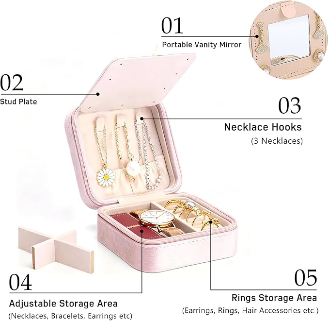 Golden Bride Jewelry Box, Jewelry Organizer for Bridal Women, Girls, Bridesmaid, Velvet Rings & Necklaces Storage for Wedding Favors, Birthday & Christmas Gifts, Travel Essentialses (CUSTOM)