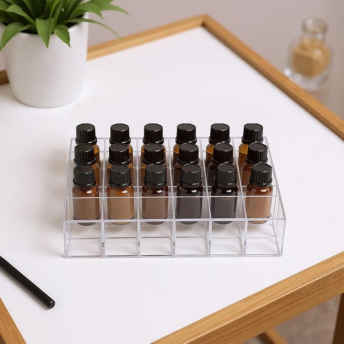 3Pack Essential Oil Holder,24Slots Plastics Essential Oil Storage,for Bottles Perfumes and Nail Polish Shelf,Essential Oil Organizer,Makeup Storage Rack