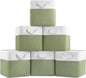 Patvingot 11 Inch Cube Storage Bins, 6 Pack Fabric Storage Cubes with Rope Handles, Organizer Baskets for Closet Shelves, Clothes and Home Organization(White/Green)