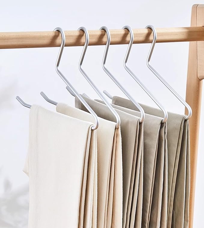 Premium Matte Silvery Aluminum Pants Hanger 10 Pack, 13.7” Extra Smooth & Durable Metal Shirt Dress Hanger,Aluminum Alloy Hanger,Clothing Support,Clothing Hang