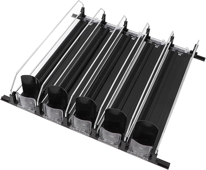 5pcs Drink Organizer for Fridge, Self Pushing Soda Can Dispenser Automatic Drink Dispenser Beer Bottle Beverage Organizer Drink Holder for Refrigerator (Black)
