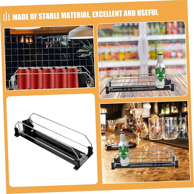 Automatic Pusher Drinks Dispenser Organizer for Refrigerator Smooth Polished Soda Can Holder Easy Install Beverage Storage for Fridge Space-saving and Neat Arrangement