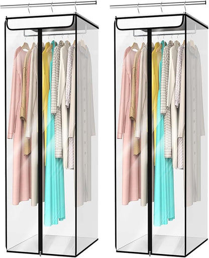 Univivi Clear Garment Bags for Hanging Clothes, 2 Pack Large Clothes Bags for Closet Storage, Premium Hanging Garment Storage Bag for Suits, Coats, Dresses, 54" (Clear)