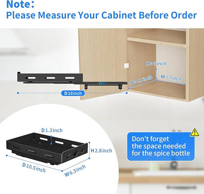 BOIVSHI Pull Out Spice Rack Organizer for Cabinet, Heavy Duty-Slide Out Spice Rack, Vertical Spice Rack for Kitchen Cabinet and Pantry (6.3''Wx10.5''Dx2.8''H, Metal Black)