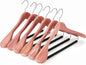 TOPIA HANGER Unfinished American Red Cedar Wood Coat Suit Hangers, Luxury Wooden Jacket Clothes Hangers, Wide Shoulder with Black Padded Pant Bar- 360°Flexible Hook, 6 Pack- Natural- CT07W-6