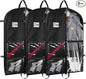 Zilink Dance Costume Garment Bag 40 Inch Garment Bag for Dance Competition with 5 Clear Zipper Pockets and Handles for Dance Competition Closet Storage, Black, 3 Pack