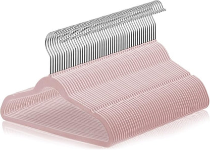 Casafield 50 Velvet Kid's Hangers - 14" Size for Children's Clothes - Light Pink
