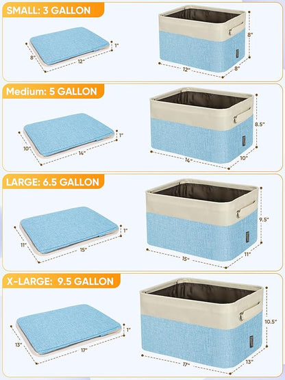 BALEINE 2 Pack Fabric Closet Storage Bins for Shelves, Linen Closet Organizers and Storage, Decorative Baskets for Organizing, Shelf, Clothes, Home, Office (Skyblue, 14''x10''x8.5'')