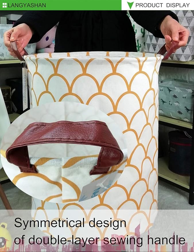 Laundry Basket Canvas Fabric Collapsible Organizer Basket for Storage Bin Toy Bins Gift Baskets Bedroom Clothes Children Nursery Hamper (gold egg)