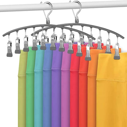 Legging Organizer for Closet，2 Pack ArtHonor Steel core Hangers with Clips Holds 20 Leggings/Pants/Jeans,Hangers Space Saving Hanging Closet Organizer for Closet Organizers and Storage