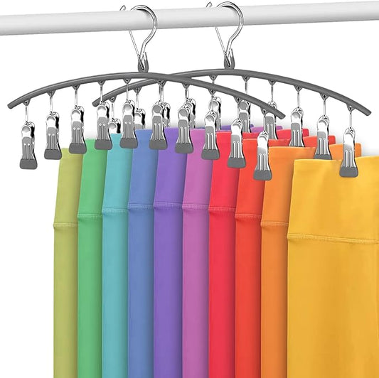 Legging Organizer for Closet，2 Pack ArtHonor Steel core Hangers with Clips Holds 20 Leggings/Pants/Jeans,Hangers Space Saving Hanging Closet Organizer for Closet Organizers and Storage