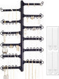 AllHungUp 12-Tier Wall Jewelry Organizer Wall Mounted Jewelry Organizer Necklace Holder Wall Mount Hanging Necklace Organizer Jewelry Hanger Wall Mounted Earring Holder Display Earring Organizer Black