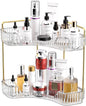 GTI 2 Tier Bathroom Counter Organizer, Multi-Function Corner Bathroom Organizer Countertop,Makeup Organizer Perfume for Dresser Vanity Tray, Spice Rack Organizer for Kitchen (Clear)