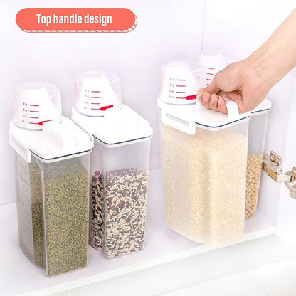 Milltrip Rice Storage Container, 2PCS Rice Storage Container 2.5L Plastic Rice Dispenser Bin with Pour Spout for Rice Beans Grains Small Dry Food