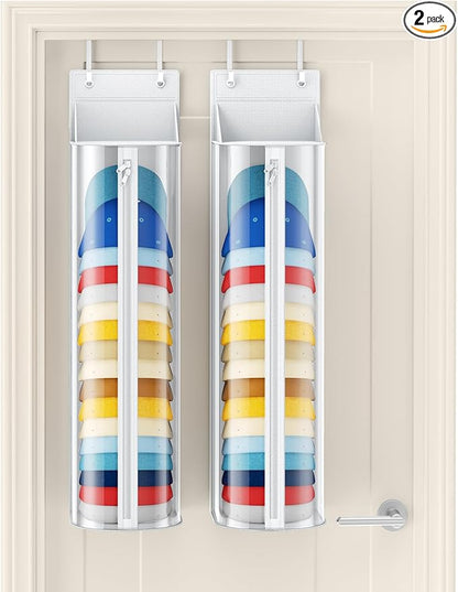 Homsorout Hat Rack for Door and Closet – Large Capacity Hanging Hat Rack Organizer Holds 30-35 Caps, Over the Door Hat Storage Organizer for Bedroom, Entrance or Dorm, 2 Pack, White