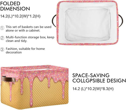 Ice Cream Rectangular Storage Basket Organizer Bin Shelf Baskets For Clothes Gifts For Home Office Dorm
