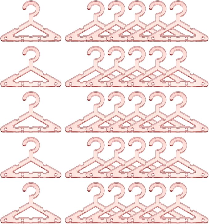 PATIKIL 50pcs Clothes Hanger Earring Holder, Mini Acrylic Coat Hangers Earring Hangers Hanger Rack for Earring Holder Organizer Stand Studs, Rose Gold