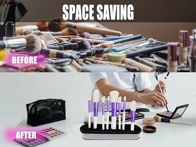 1Pcs Black Silicone Makeup Brush Holder Make Up Brush Holder Stand Makeup Brushes Storage for Painting Pen Brushes Nail Clippers Drill Pens Ruler Sewing Craft Tools