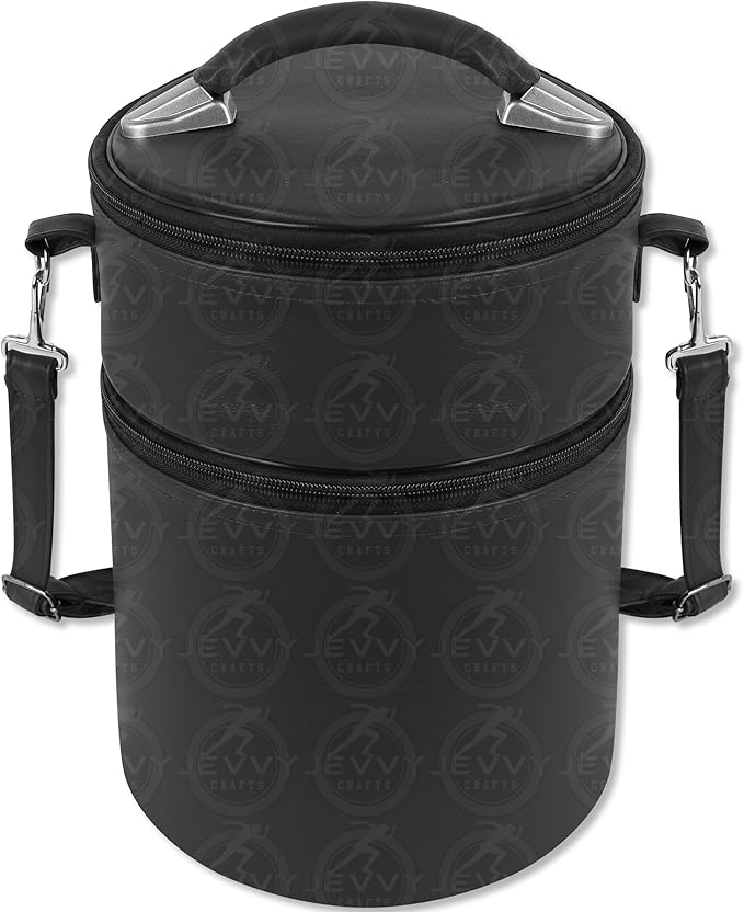 Black Dual Compartment Hat Case for Fez, Crown & Caps – Masonic Style Storage Case with Shoulder Strap & Velvet Interior