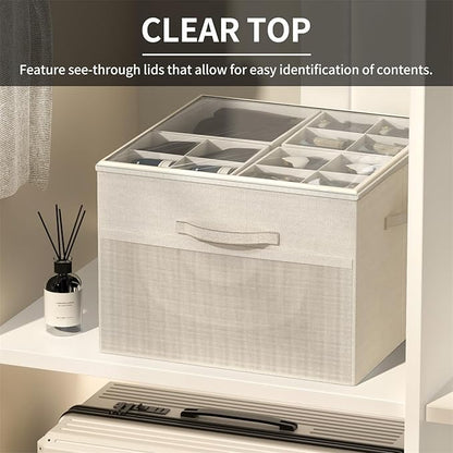 Aokeyee Shoe Organizer for Closet,Foldable Shoe Storage Organizer Box Bin with Adjustable Dividers and Clear Cover, Fits up to 16 Pairs