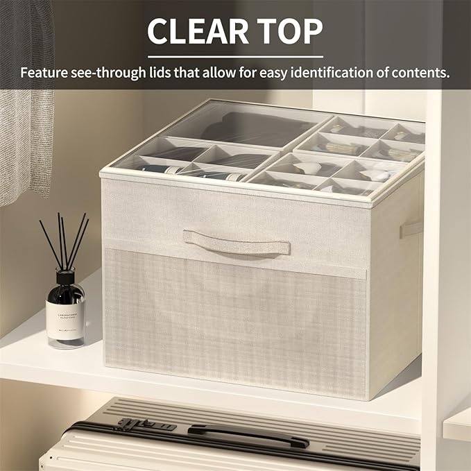 Aokeyee Shoe Organizer for Closet,2 Pack Foldable Shoe Storage Organizer Box Bin with Adjustable Dividers and Clear Cover, Fits up to 16-32 Pairs
