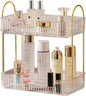 shuang qing 2 Tier Bathroom Counter Organizer Countertop Storage, Cosmetics Skincare Shelf Organizer, Makeup Organizer Perfume for Dresser Vanity Tray, Spice Rack Organizer for Kitchen - Clear