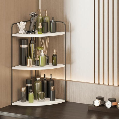 Forest Angle Bathroom Counter Organizer,Countertop Organizer,Vanity Organizers,Bathroom Storage,Bathroom Sink Caddy,Counter Shelf,Corner Counter,Corner Shelves(Black-White Marble)