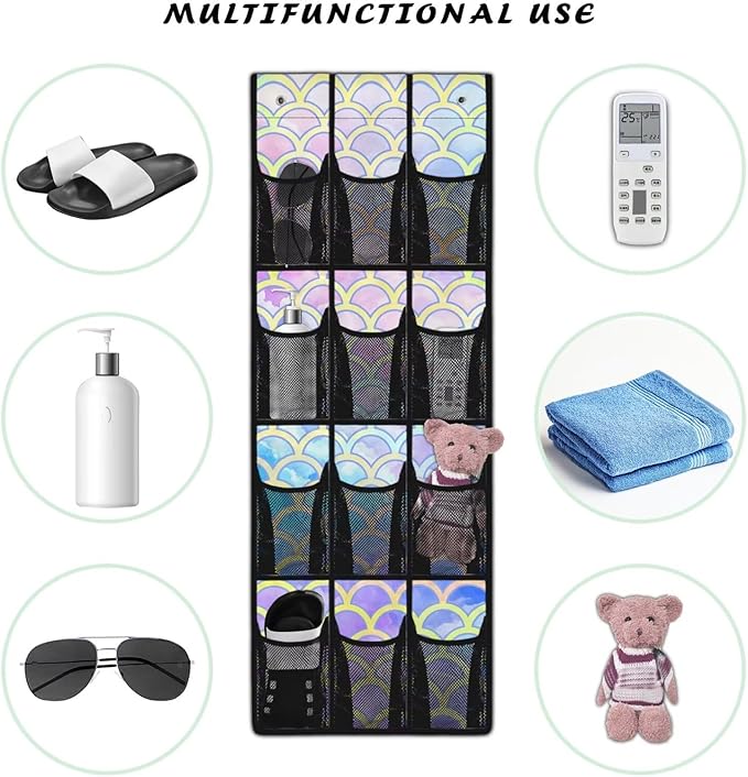 Scales Behind Door Shoes Hang Holder Rack,Storage for Small Spaces,Shoes Hanger Storage Organizer Bag for Bedroom Unique Print