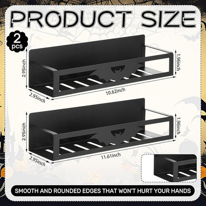 Beeveer 2 Pack Big Bat Magnetic Spice Rack for Refrigerator Metal Magnet Basket Shelf for Fridge Seasoning Storage Organizers Home Decor Kitchen Accessories(Black)