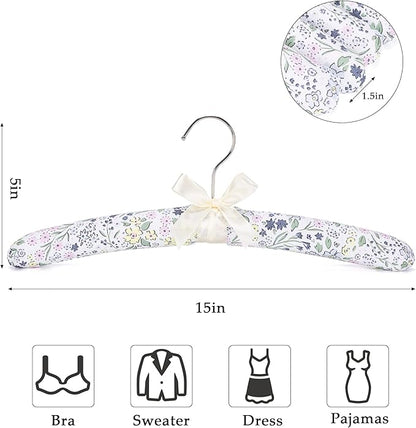 NEOVIVA Padded Hangers for Women Clothing, Floral Padded Clothes Hangers for Women, No Shoulder Bump Hangers for Adult, Clothes Hangers for Sweaters, Dresses, Suits (Pack of 10)