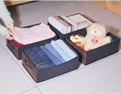 Clothings Collapsible Storage Bins, Foldable Organizers and Storage Baskets Cube Storage Bin for Bedroom Living Room (4 Pack, MZWL, 15.4x11.4x5.5inch)