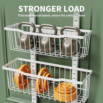 Eastherry Over The Door Organizer，8-Tier Over The Door Pantry Organizer with Adjustable Baskets，Metal Hanging Pantry Organizers and Storage for Kitchen, Back of Door Seasoning Rack (White)