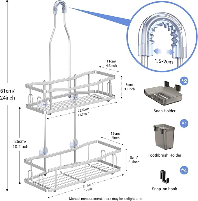 Aitatty Hanging Shower Caddy Bathroom Organizer: Rustproof Shower Shelf Racks Over Shower Head - No Drilling Inside Bath Shower Rack Shelves Over Showerhead for Shampoo with Soap Holder Black