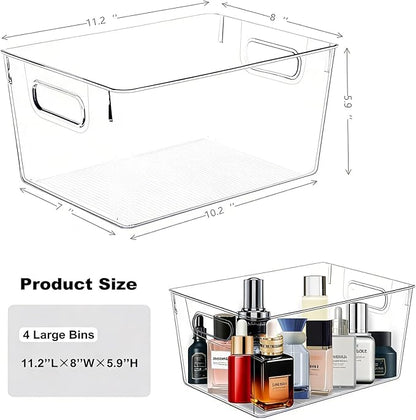 Set of 8 pantry organizers and storage, Clear Plastic Storage Bins for Kitchen Organization, Freezer Storage, Home Edit Containers (8Large)