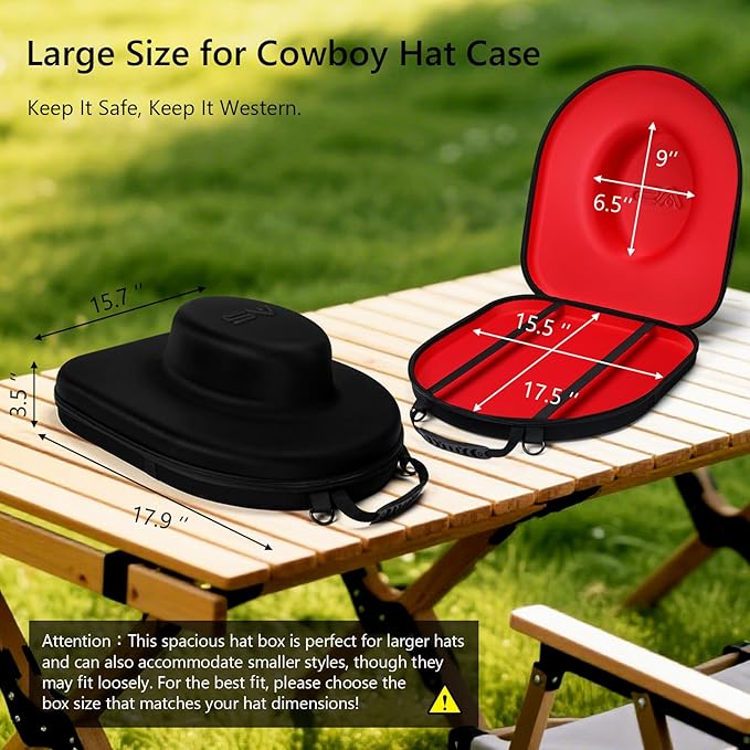 Anysiny Cowboy Hat Box for Travel-Crush Proof Hat Travel Case for Cowboy Hats Holder Storage Box Organizer Cap Carrier with Adjustable Carry Strap